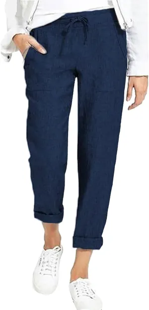 Women's Trousers Solid High Waist Pocket Loose Casual Trousers Flared Lace Pants Women Plus Size Pants Casual
