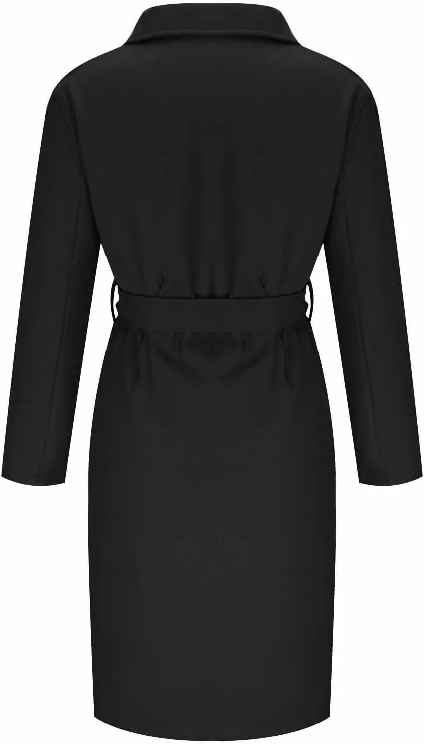 Womens Winter Trench Coat Casual Notch Collarde Long Length Pea Coats Elegant Belted Loose Windbreaker Overcoats