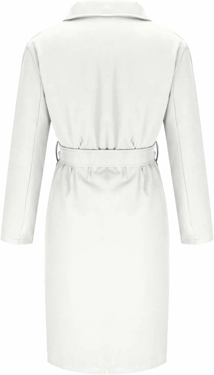 Womens Winter Trench Coat Casual Notch Collarde Long Length Pea Coats Elegant Belted Loose Windbreaker Overcoats