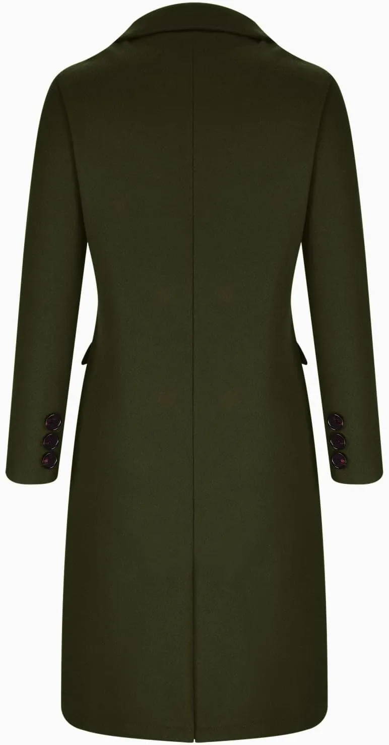 Womens Wool Coat Double Breasted Long Trench Coat 2024 Fall Winter Warm Thick Pea Coat Outerwear With Pockets