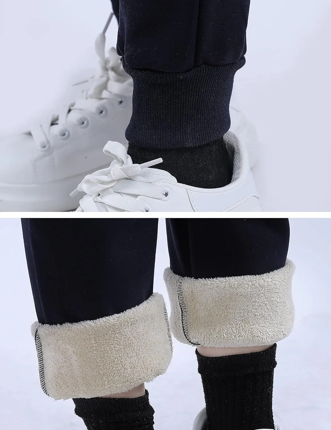 Yeokou Warm Sweatpants Womens Fleece Sherpa Lined Winter Active Running Jogger Pants