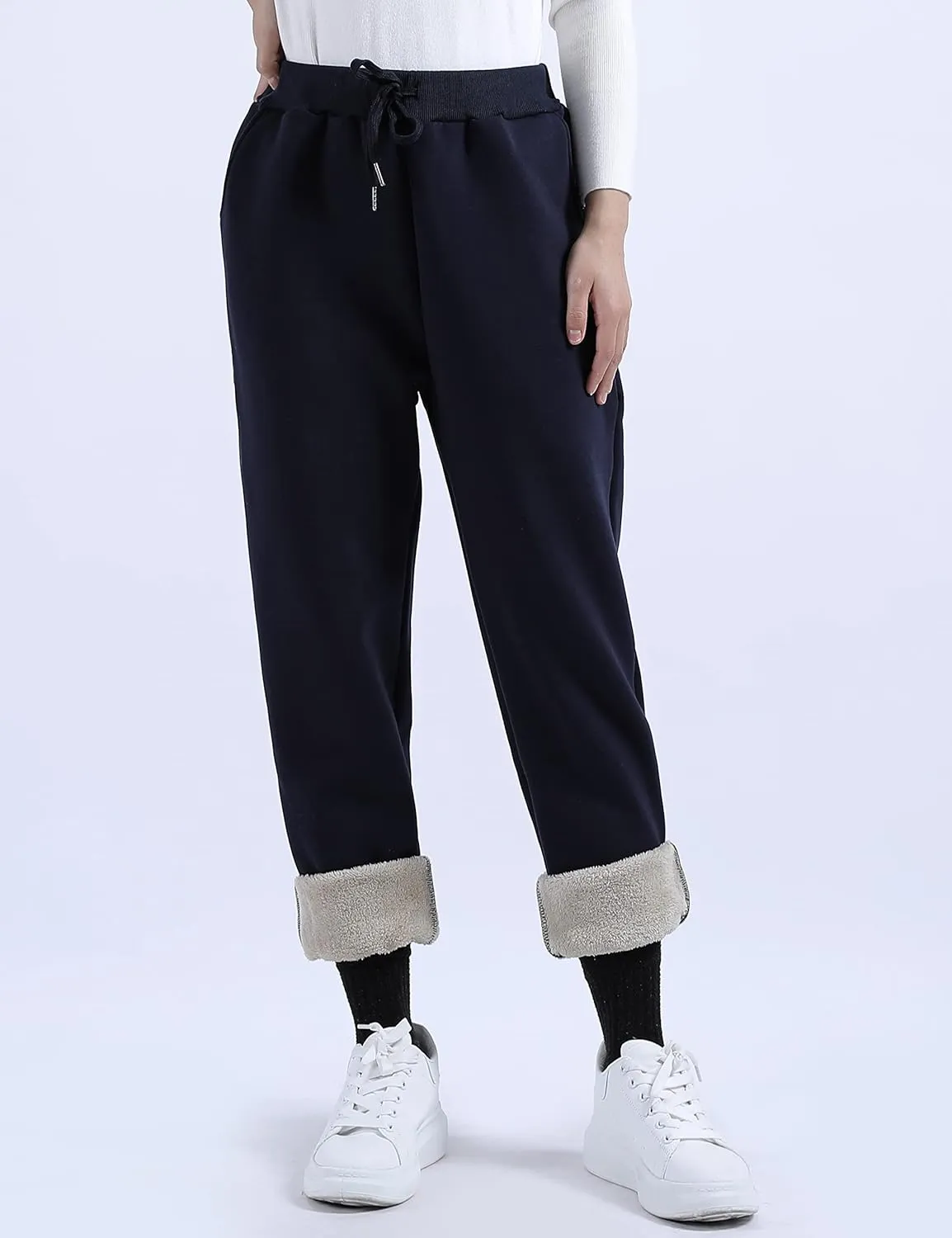 Yeokou Warm Sweatpants Womens Fleece Sherpa Lined Winter Active Running Jogger Pants