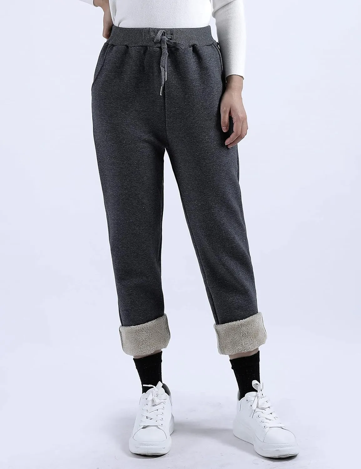 Yeokou Warm Sweatpants Womens Fleece Sherpa Lined Winter Active Running Jogger Pants