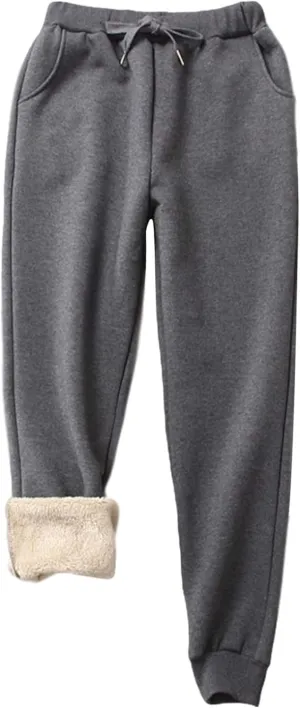 Yeokou Warm Sweatpants Womens Fleece Sherpa Lined Winter Active Running Jogger Pants