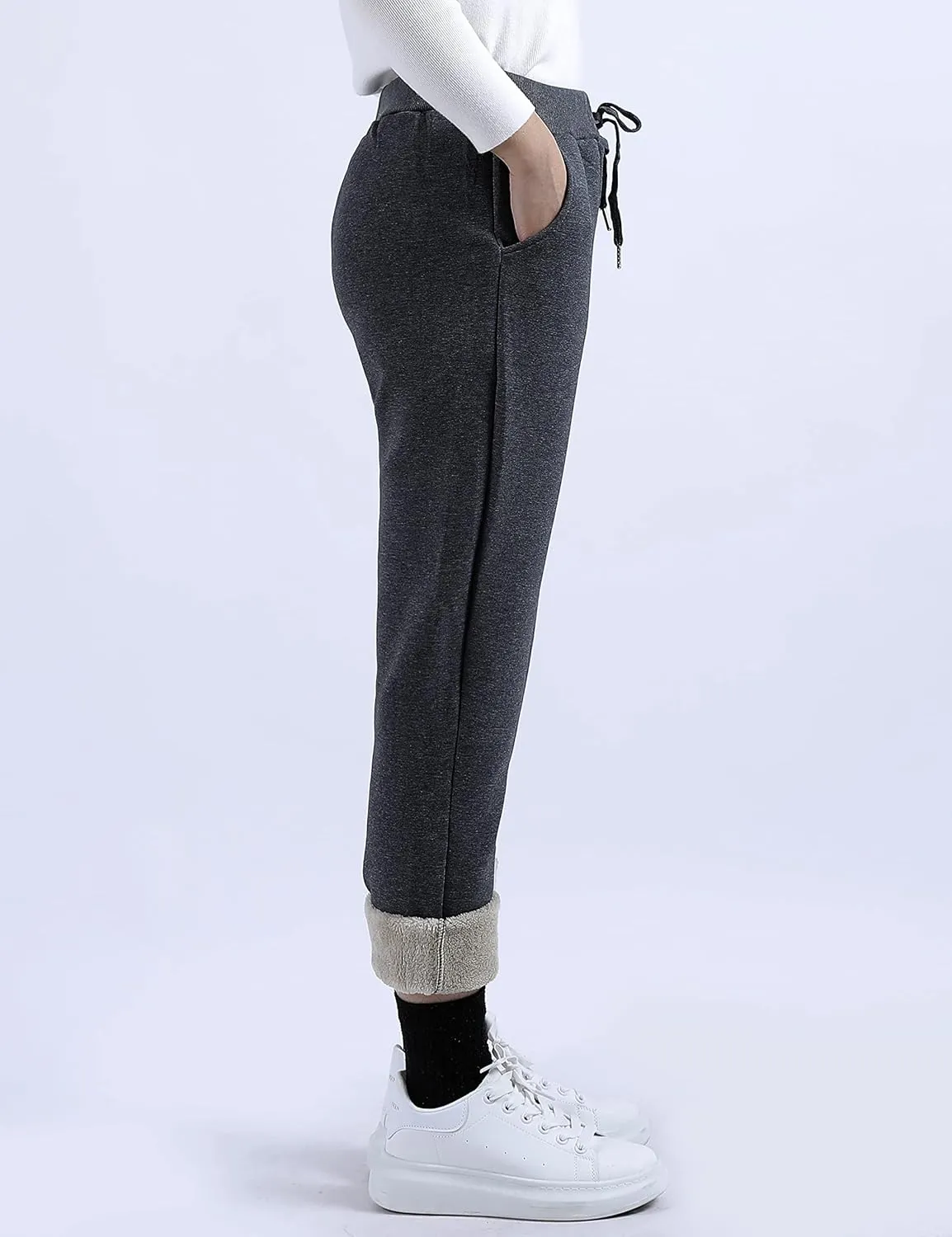 Yeokou Warm Sweatpants Womens Fleece Sherpa Lined Winter Active Running Jogger Pants