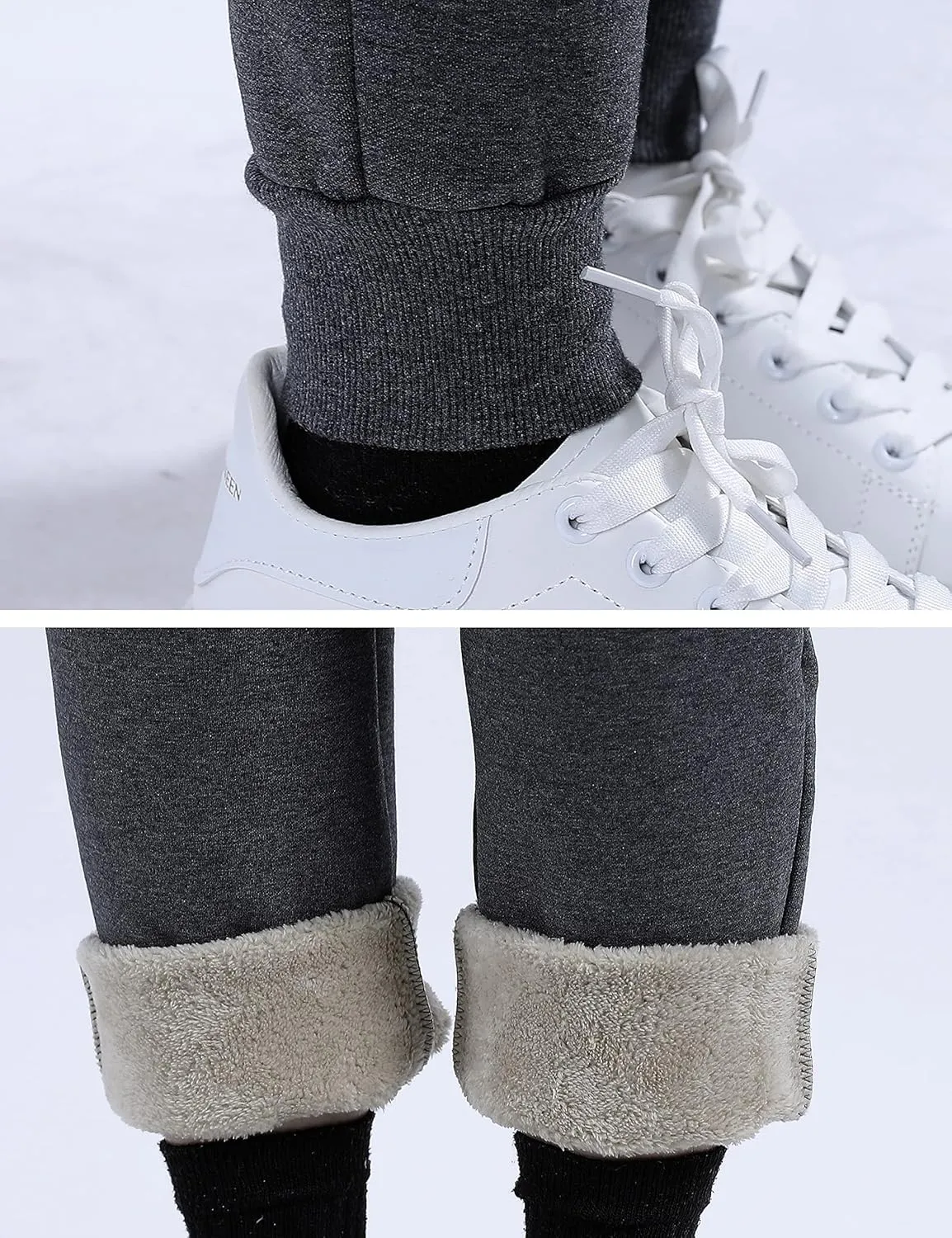 Yeokou Warm Sweatpants Womens Fleece Sherpa Lined Winter Active Running Jogger Pants