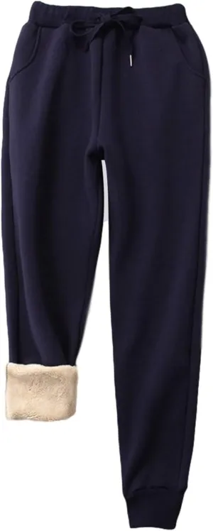 Yeokou Warm Sweatpants Womens Fleece Sherpa Lined Winter Active Running Jogger Pants