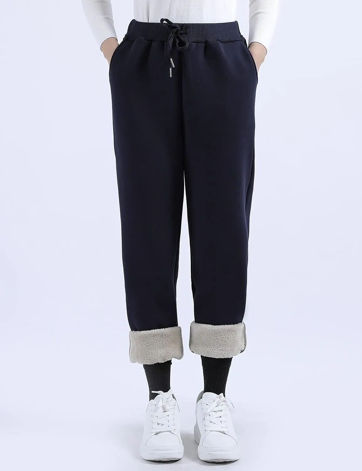 Yeokou Warm Sweatpants Womens Fleece Sherpa Lined Winter Active Running Jogger Pants