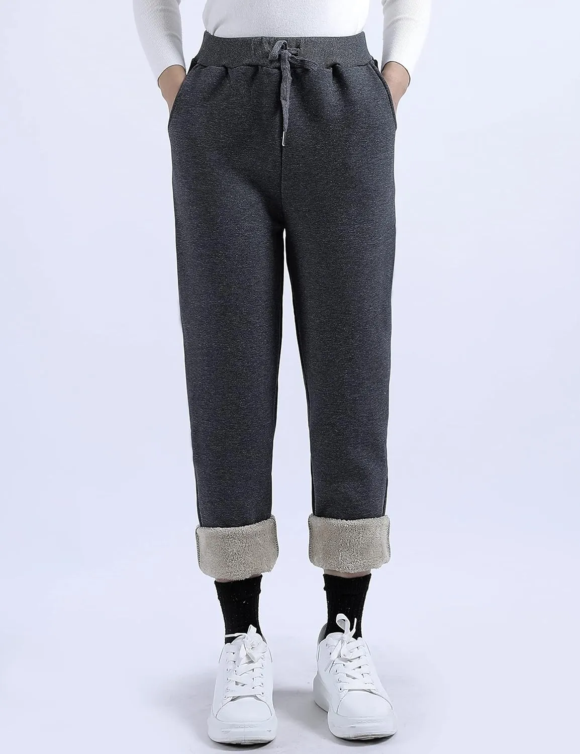 Yeokou Warm Sweatpants Womens Fleece Sherpa Lined Winter Active Running Jogger Pants
