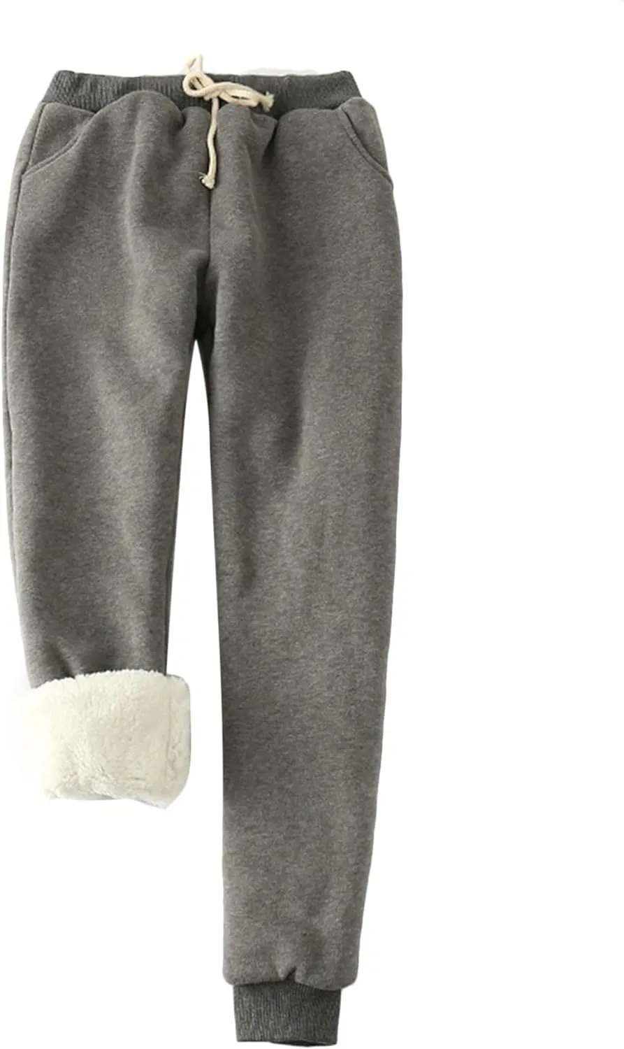 Yeokou Womens Sherpa Lined Sweatpants Winter Warm Fleece Joggers Casual Lounge Pants