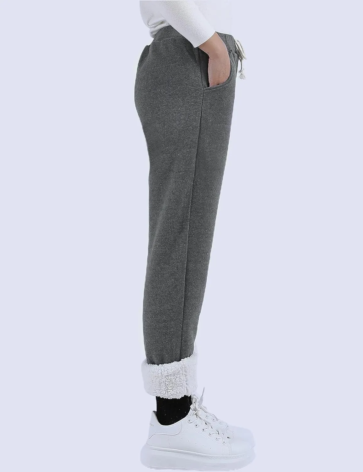 Yeokou Womens Sherpa Lined Sweatpants Winter Warm Fleece Joggers Casual Lounge Pants