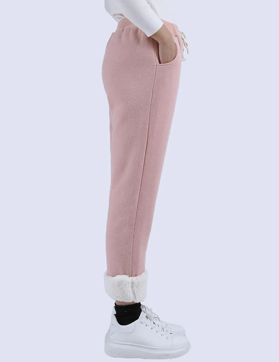 Yeokou Womens Sherpa Lined Sweatpants Winter Warm Fleece Joggers Casual Lounge Pants