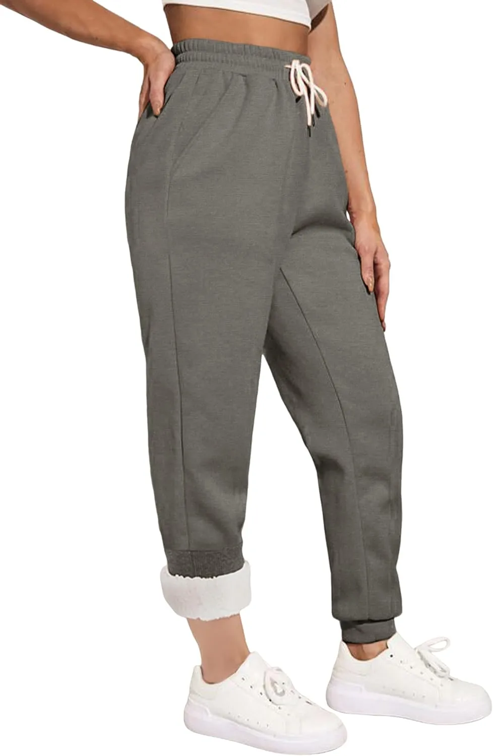 Yeokou Womens Sherpa Lined Sweatpants Winter Warm Fleece Joggers Casual Lounge Pants