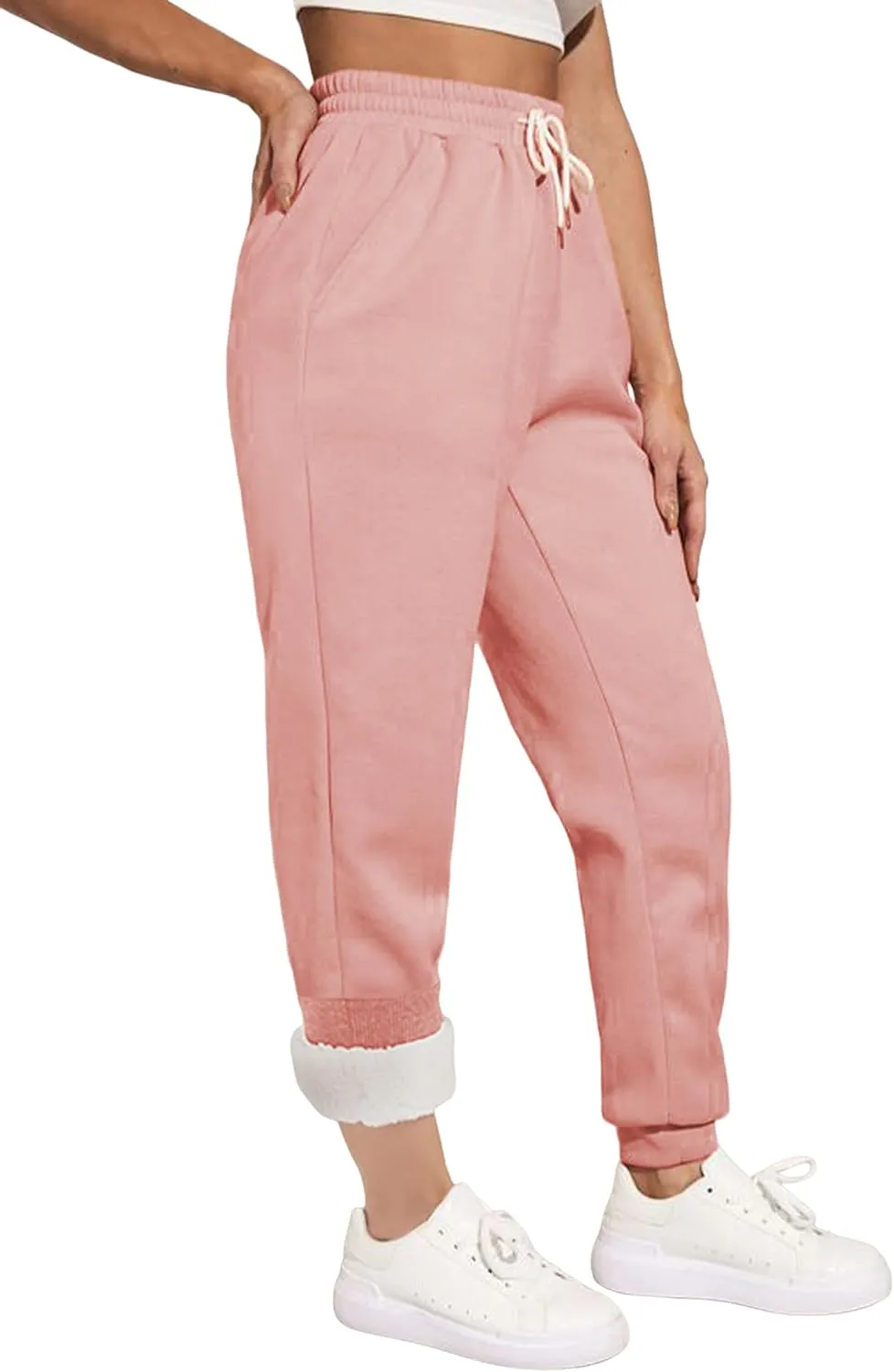 Yeokou Womens Sherpa Lined Sweatpants Winter Warm Fleece Joggers Casual Lounge Pants