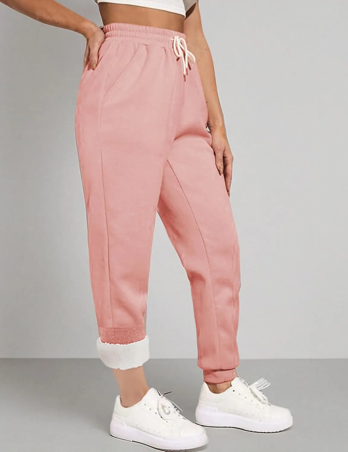 Yeokou Womens Sherpa Lined Sweatpants Winter Warm Fleece Joggers Casual Lounge Pants
