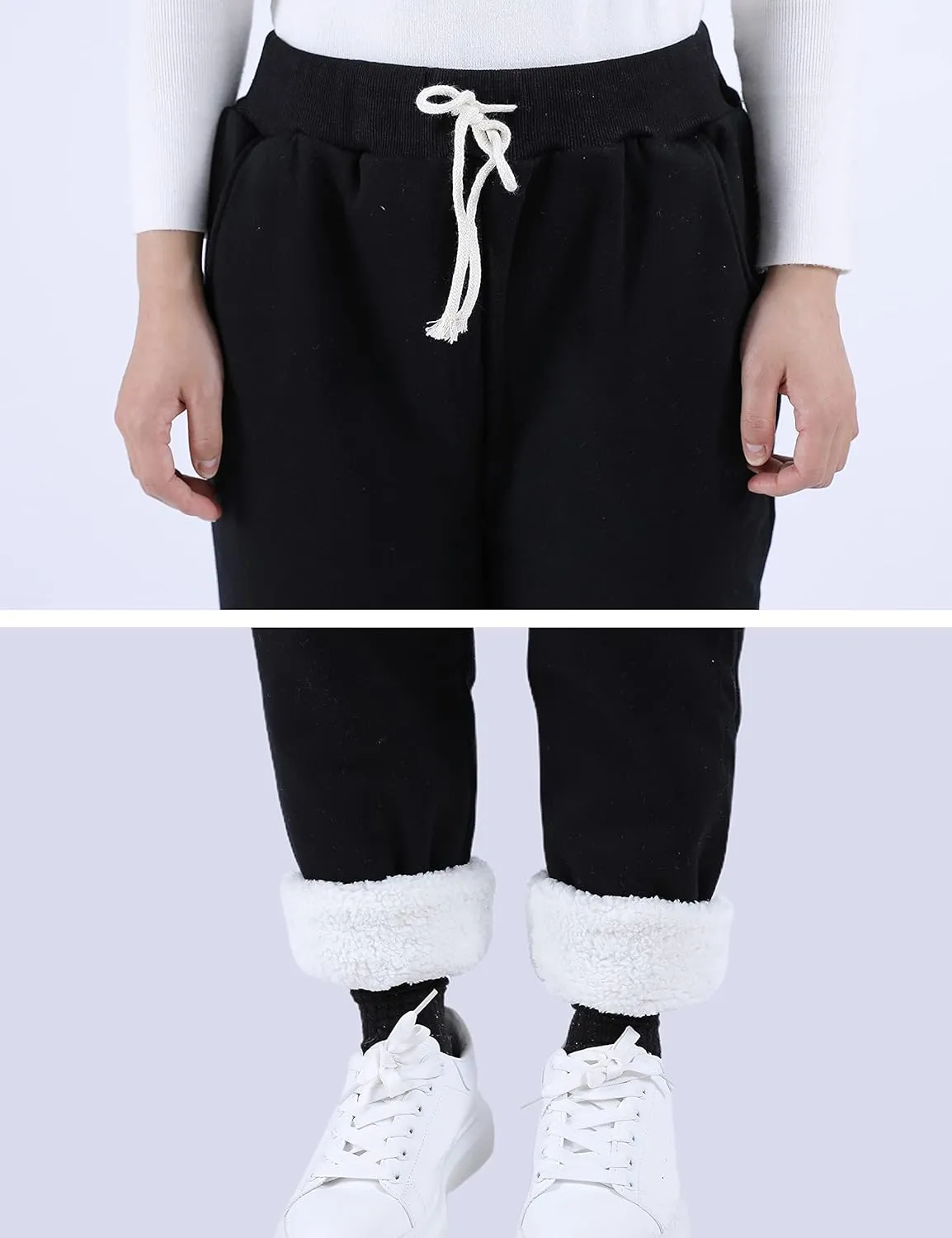 Yeokou Womens Sherpa Lined Sweatpants Winter Warm Fleece Joggers Casual Lounge Pants