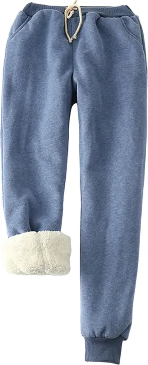 Yeokou Womens Sherpa Lined Sweatpants Winter Warm Fleece Joggers Casual Lounge Pants