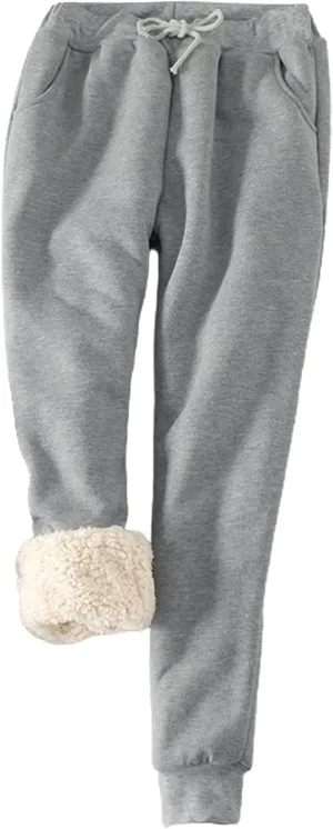 Yeokou Womens Sherpa Lined Sweatpants Winter Warm Fleece Joggers Casual Lounge Pants