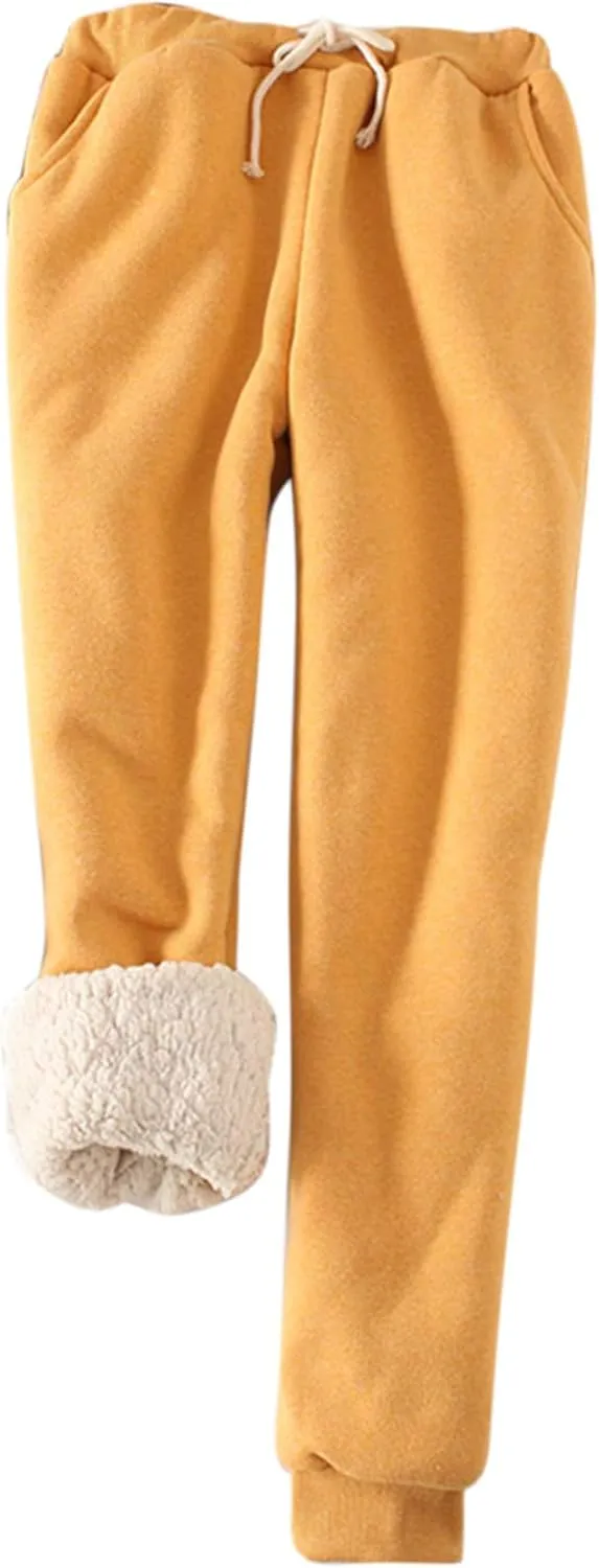 Yeokou Womens Sherpa Lined Sweatpants Winter Warm Fleece Joggers Casual Lounge Pants