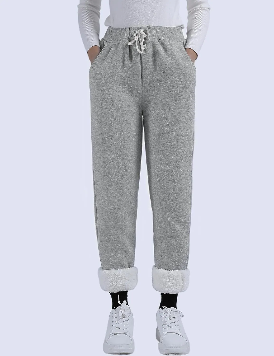 Yeokou Womens Sherpa Lined Sweatpants Winter Warm Fleece Joggers Casual Lounge Pants