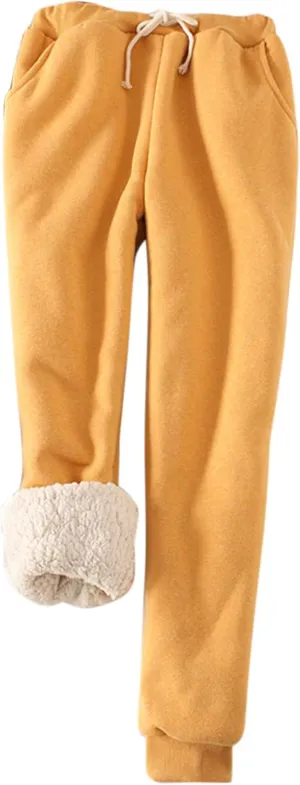 Yeokou Womens Sherpa Lined Sweatpants Winter Warm Fleece Joggers Casual Lounge Pants