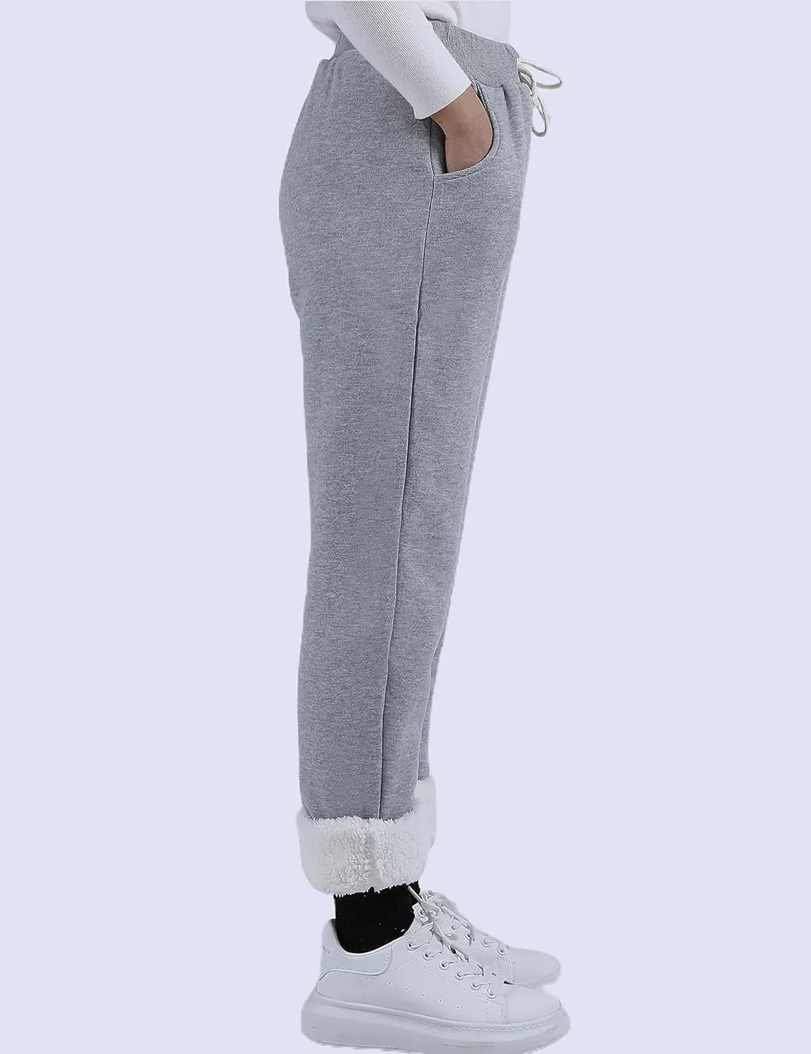 Yeokou Womens Sherpa Lined Sweatpants Winter Warm Fleece Joggers Casual Lounge Pants
