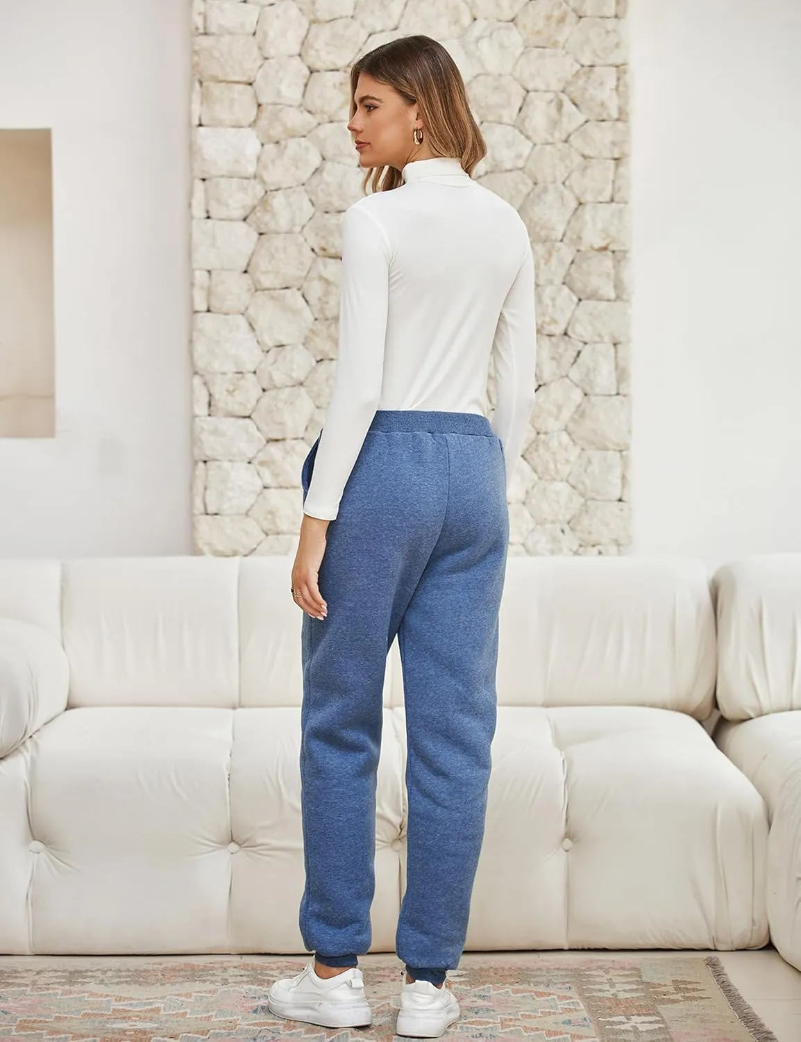 Yeokou Womens Sherpa Lined Sweatpants Winter Warm Fleece Joggers Casual Lounge Pants