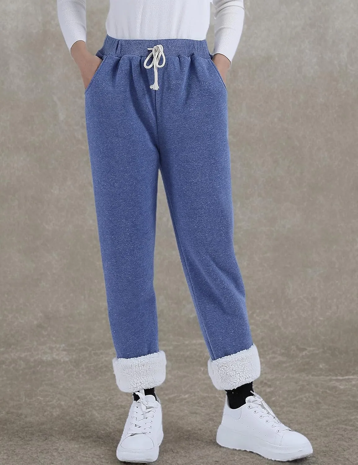 Yeokou Womens Sherpa Lined Sweatpants Winter Warm Fleece Joggers Casual Lounge Pants