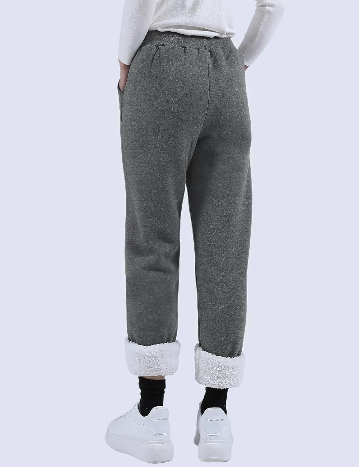 Yeokou Womens Sherpa Lined Sweatpants Winter Warm Fleece Joggers Casual Lounge Pants