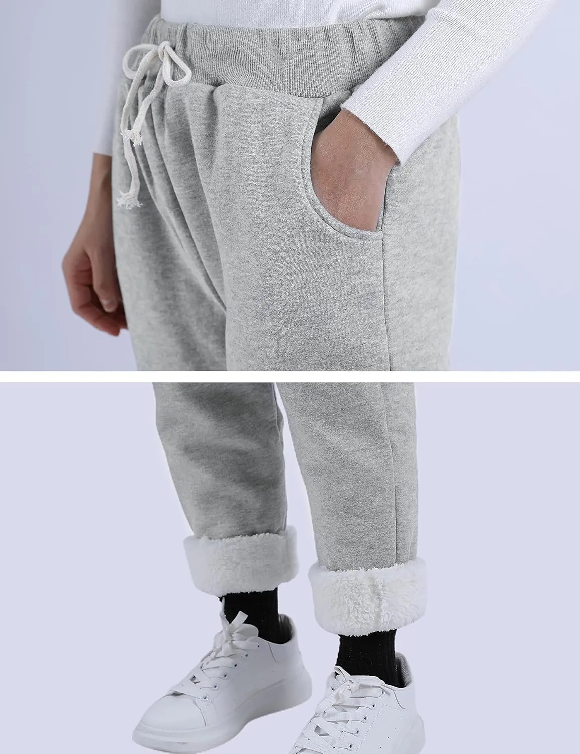 Yeokou Womens Sherpa Lined Sweatpants Winter Warm Fleece Joggers Casual Lounge Pants