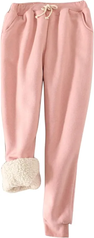Yeokou Womens Sherpa Lined Sweatpants Winter Warm Fleece Joggers Casual Lounge Pants