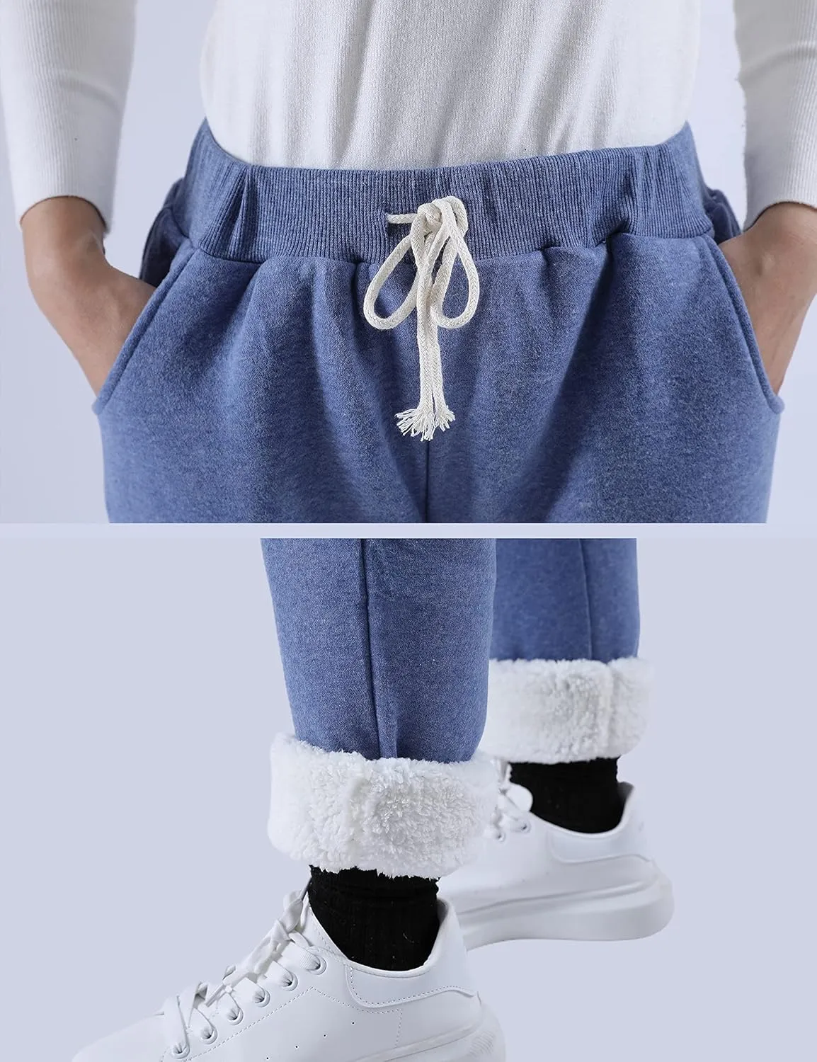 Yeokou Womens Sherpa Lined Sweatpants Winter Warm Fleece Joggers Casual Lounge Pants