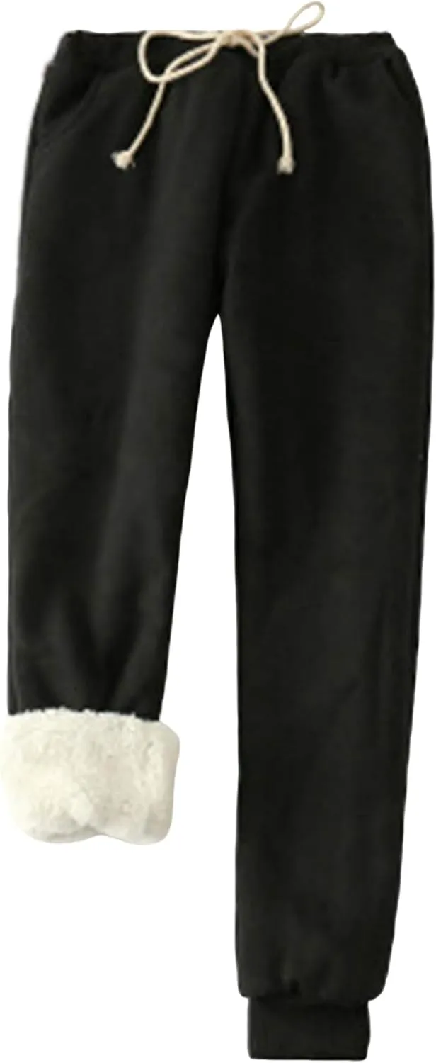 Yeokou Womens Sherpa Lined Sweatpants Winter Warm Fleece Joggers Casual Lounge Pants