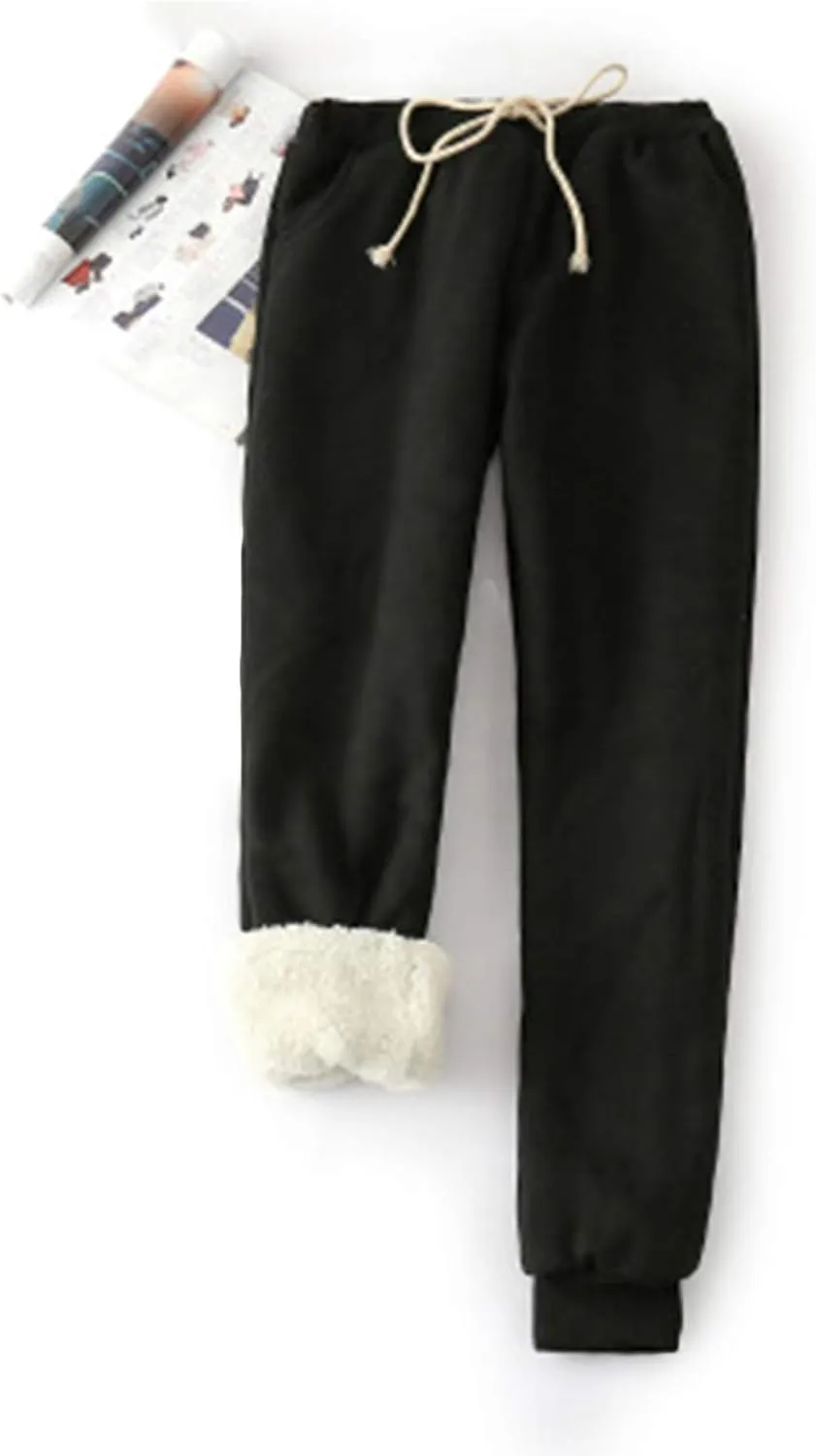 Yeokou Womens Sherpa Lined Sweatpants Winter Warm Fleece Joggers Casual Lounge Pants