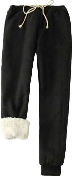 Yeokou Womens Sherpa Lined Sweatpants Winter Warm Fleece Joggers Casual Lounge Pants