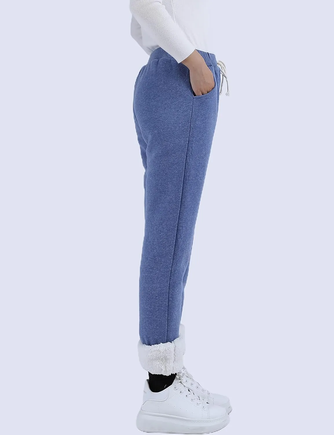 Yeokou Womens Sherpa Lined Sweatpants Winter Warm Fleece Joggers Casual Lounge Pants