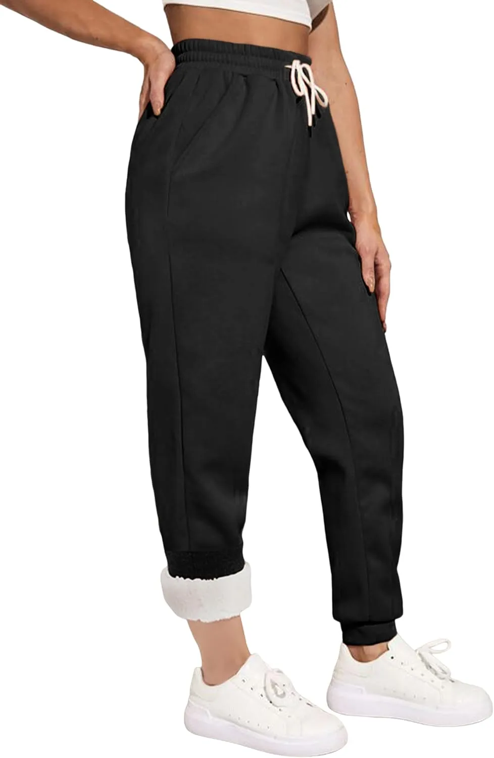 Yeokou Womens Sherpa Lined Sweatpants Winter Warm Fleece Joggers Casual Lounge Pants