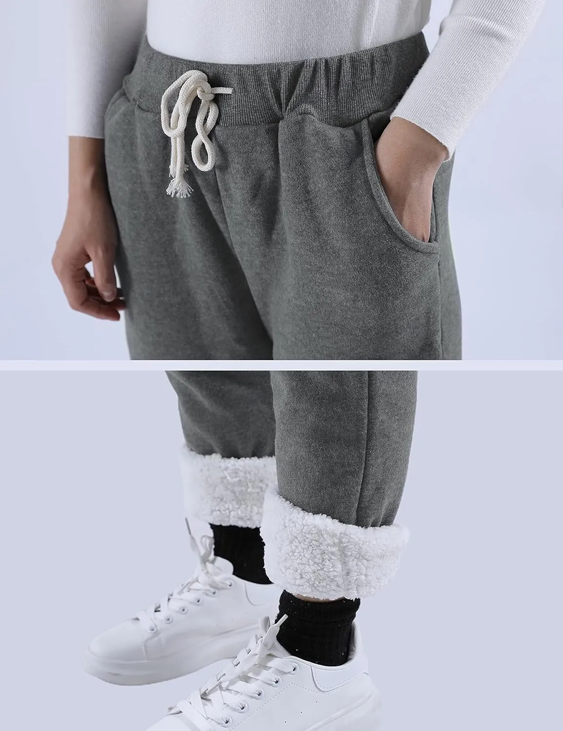 Yeokou Womens Sherpa Lined Sweatpants Winter Warm Fleece Joggers Casual Lounge Pants