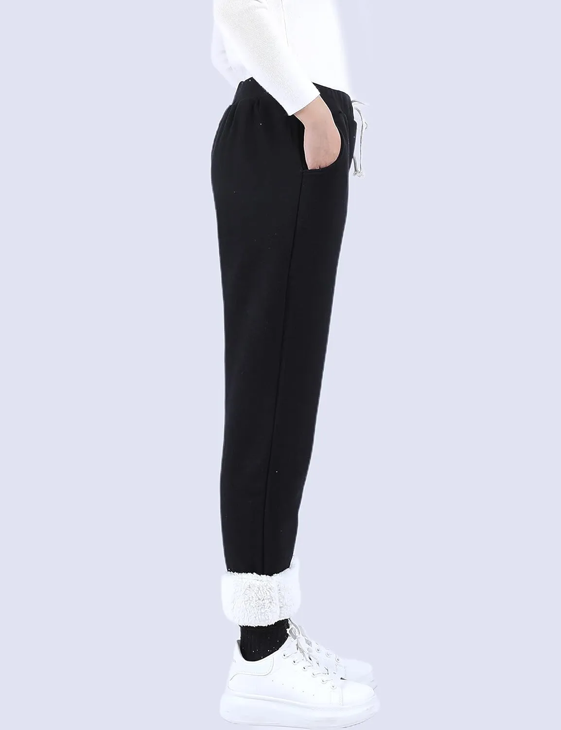 Yeokou Womens Sherpa Lined Sweatpants Winter Warm Fleece Joggers Casual Lounge Pants