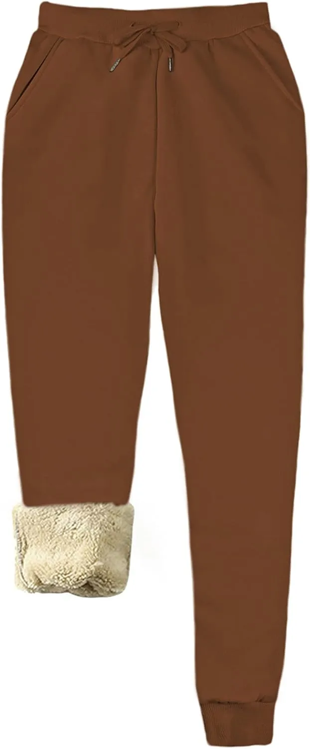 Yeokou Women's Warm Sherpa Lined Athletic Sweatpants Jogger Fleece Pants