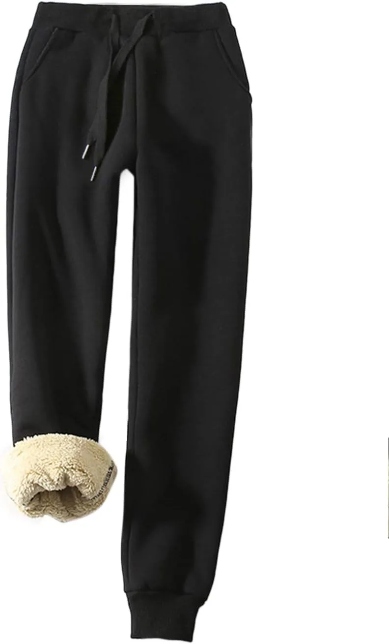 Yeokou Women's Warm Sherpa Lined Athletic Sweatpants Jogger Fleece Pants