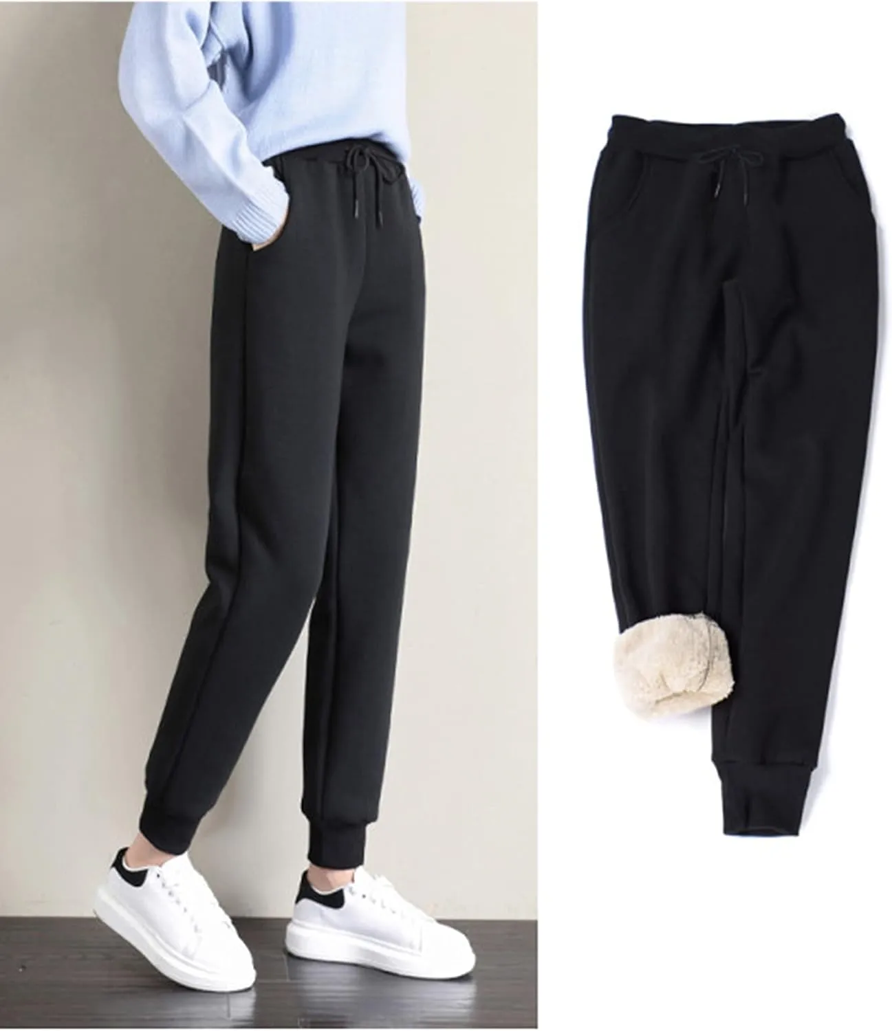 Yeokou Women's Warm Sherpa Lined Athletic Sweatpants Jogger Fleece Pants