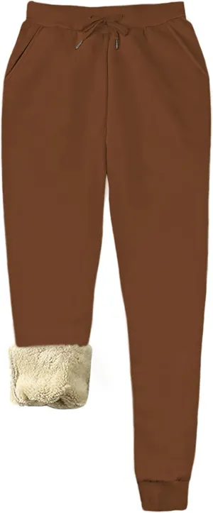 Yeokou Women's Warm Sherpa Lined Athletic Sweatpants Jogger Fleece Pants