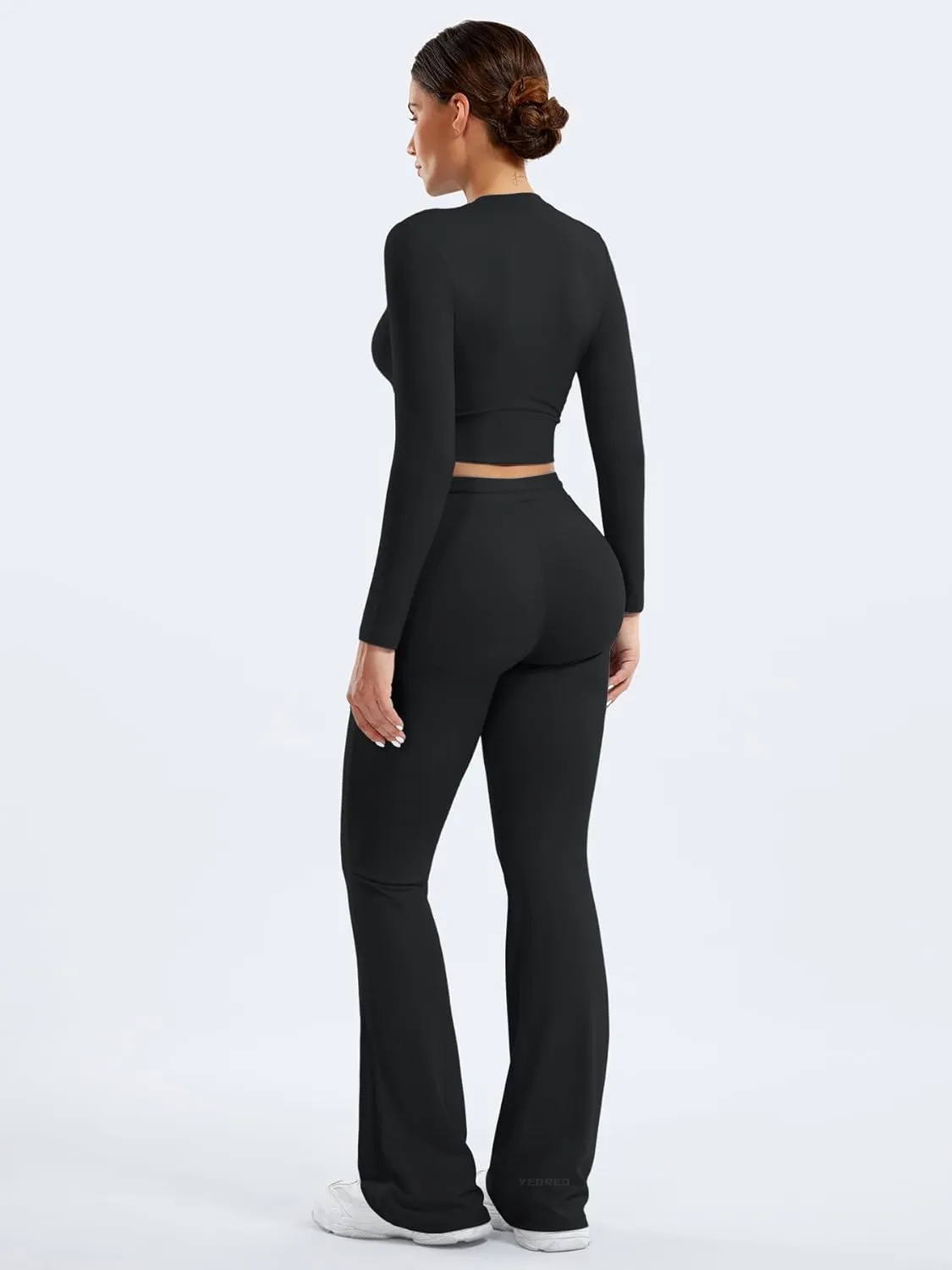 YEOREO Two Piece Sets for Women Long Sleeve Tops Lounge Set Drawstring Wide Leg Pants Ava Matching