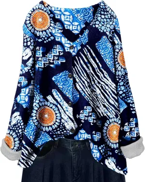 YESNO Women's Fall V-Neck Cardigan Sweaters Casual Graphic Oversized Open Front Button Down Long Sleeves Knit Tops SCV