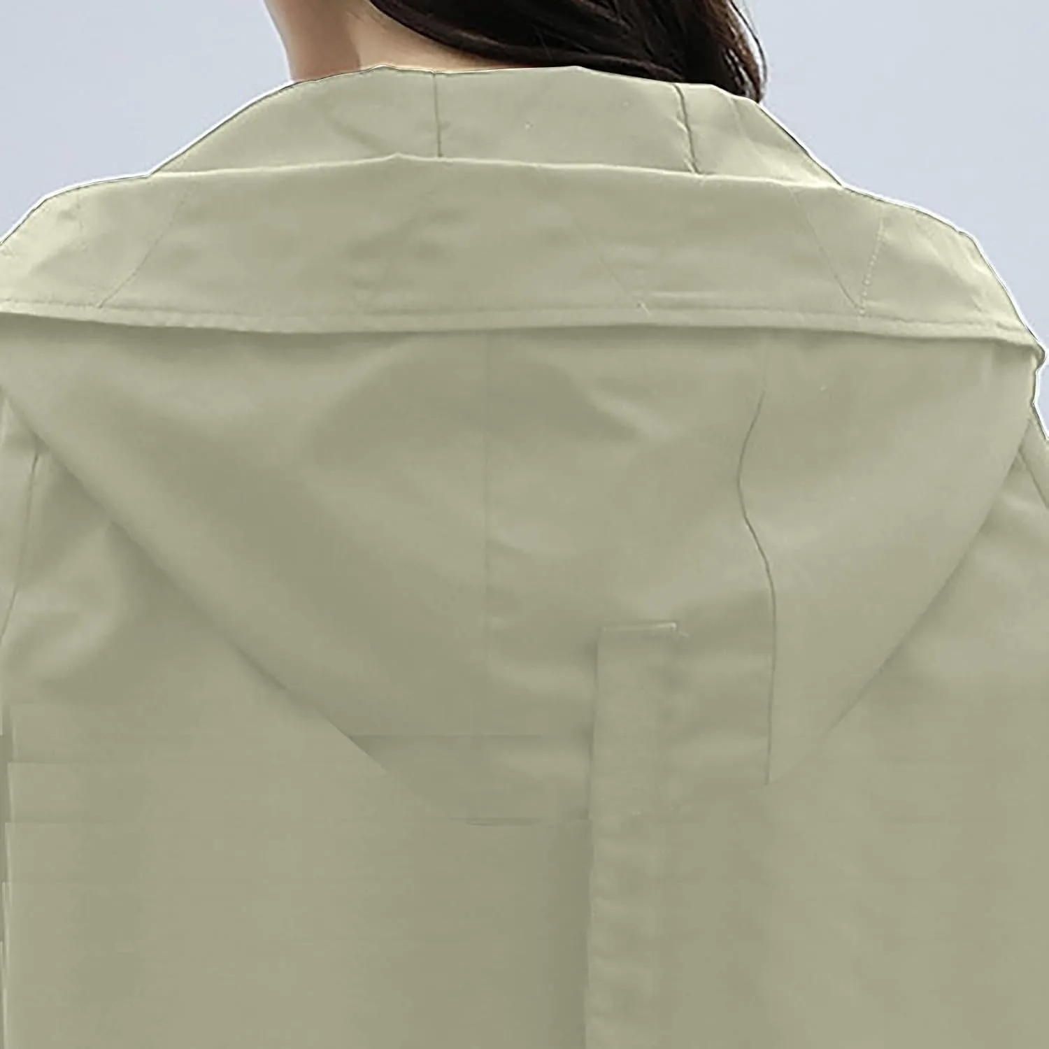 YRAETENM Long Trench Coat for Women Casual Lightweight Zip up Jackets Water Resistant Hooded Windbreaker Comfortable Outwear