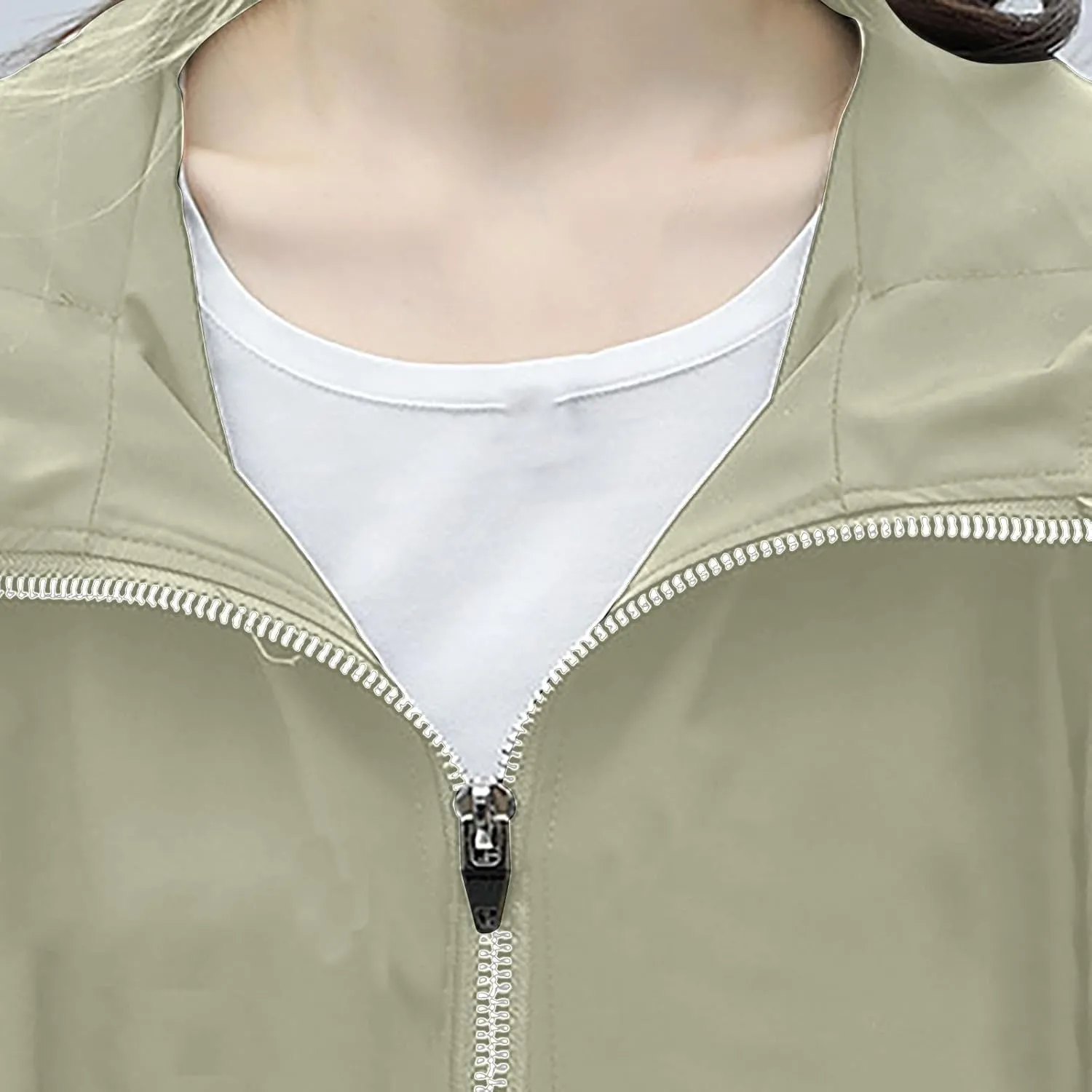 YRAETENM Long Trench Coat for Women Casual Lightweight Zip up Jackets Water Resistant Hooded Windbreaker Comfortable Outwear