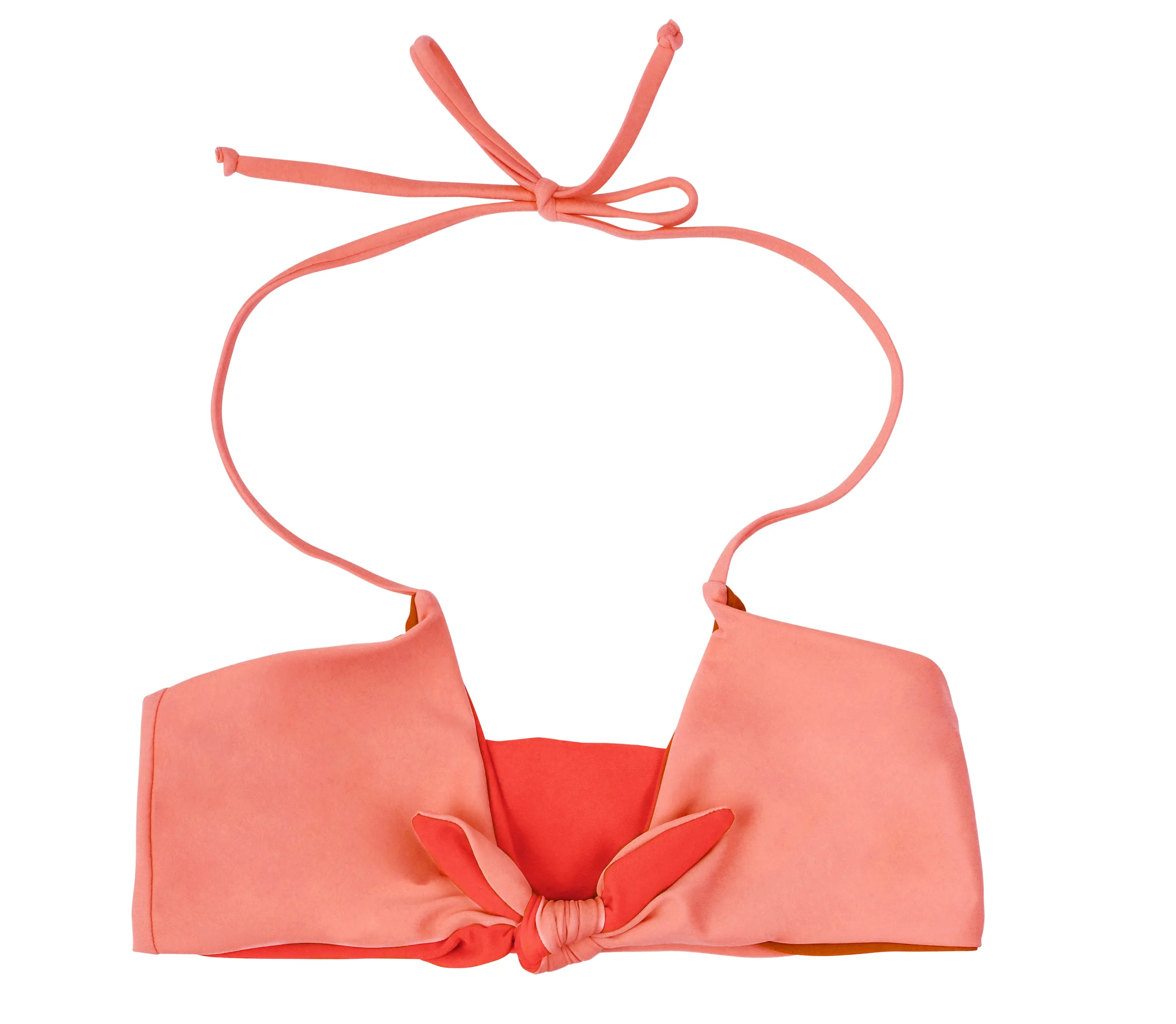 Zara Reversible Tie Front Bikini Top (Coral/Rose)