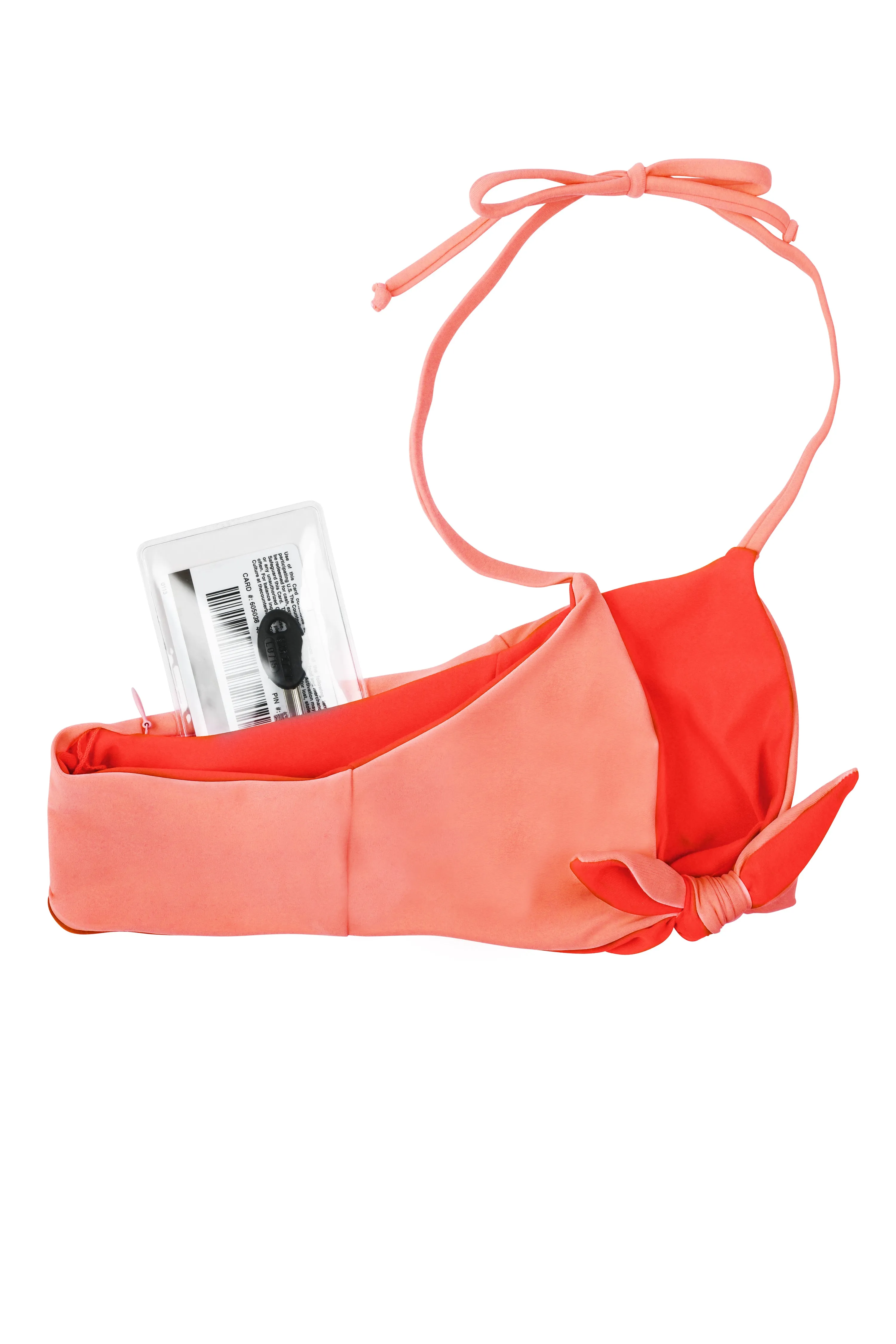 Zara Reversible Tie Front Bikini Top (Coral/Rose)