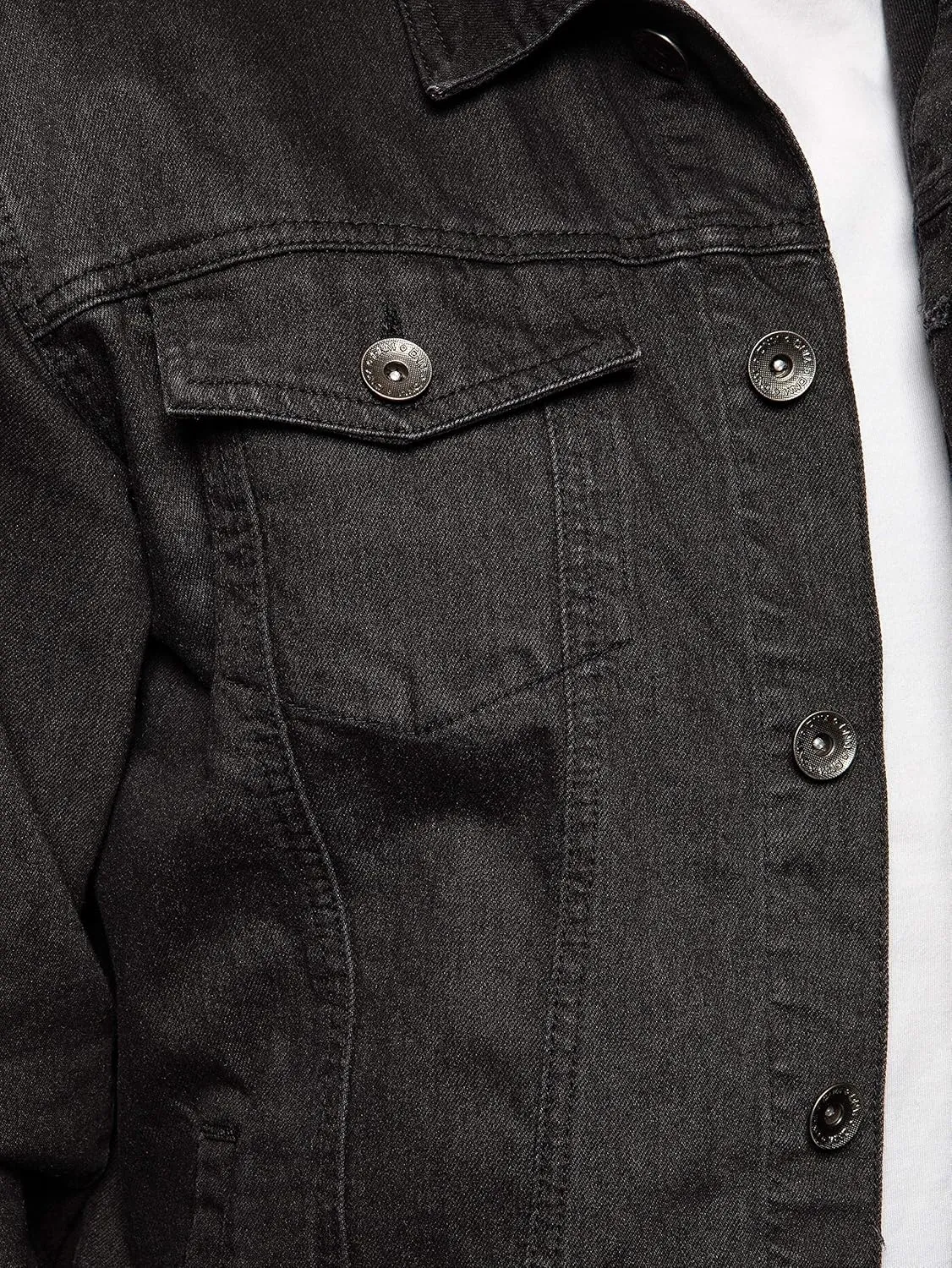 Ze ENZO Mens Denim Jacket Western Classic Style Trucker Vintage Style Jean Coat Black Blue